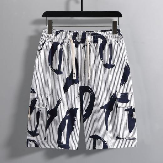 【超大码】【新款DFF】潮牌夏季纯棉宽松细条纹加肥加大码工装短裤透气沙滩裤男休闲外穿五分裤胖子 商品图3