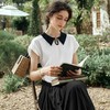 OLrain欧芮儿米白色短袖T恤女夏季2024年新款设计感撞色翻领上衣 商品缩略图0