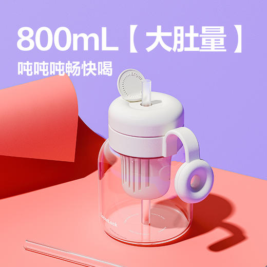 乐扣乐扣（LOCK&LOCK）玻璃吸管杯带把手泡茶杯玻璃大容量LLG980 商品图4