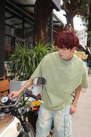 W413512964做旧水洗短袖T恤