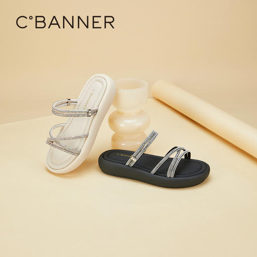 千百度平底绝美凉拖鞋女款夏季拖鞋A24381008 商品图1