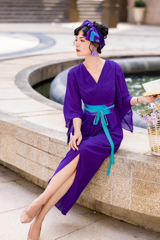 -齐紫色连衣裙HJ2S85 商品图5