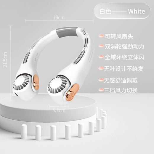 【新款硅胶挂脖风扇】迷你便携式USB 学生户外大风力调节挂脖风扇 商品图6