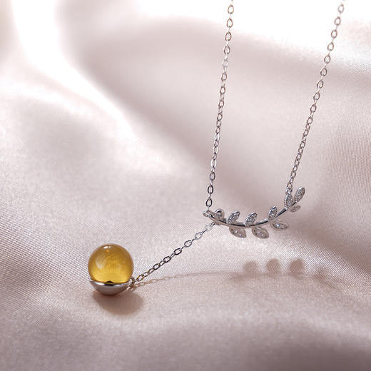 子佩集S925银【低绿枝】套链项链【D8153】纯银琥珀蓝珀2404 商品图2