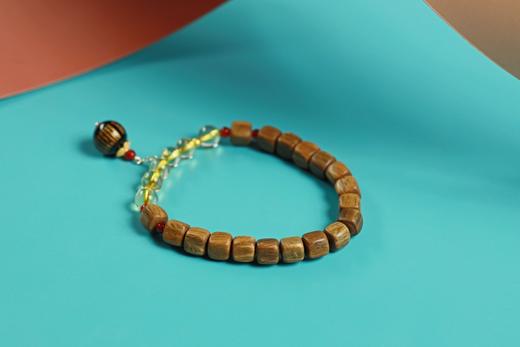 LT0013°绿檀四方来财珠|黄水晶手链手串 商品图1
