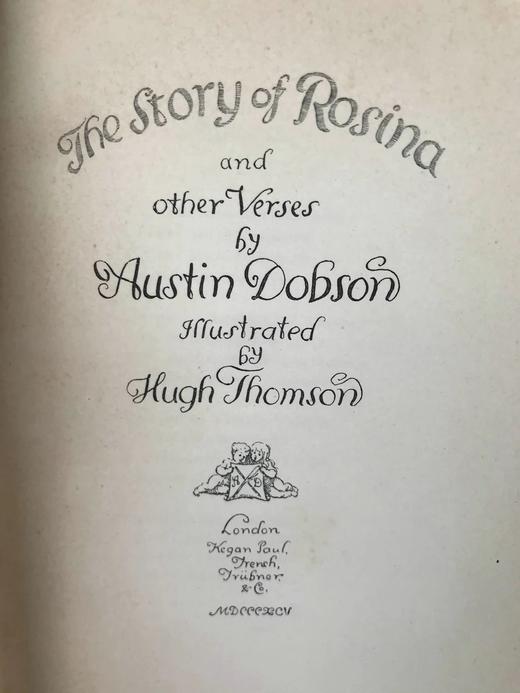 1895年 奥斯丁·多布森《罗西娜的故事与其他诗歌》 休·汤姆森50幅精美插图 漆布面精装32开 商品图3