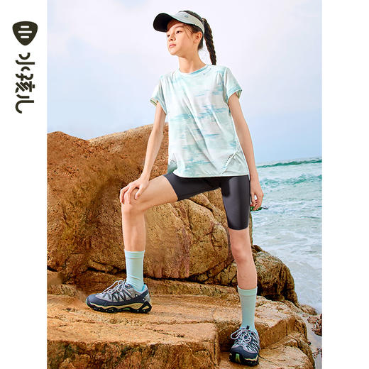 水孩儿童装夏季新款女童防晒凉感圆领衫儿童舒适轻薄短袖时尚印花上衣 商品图1