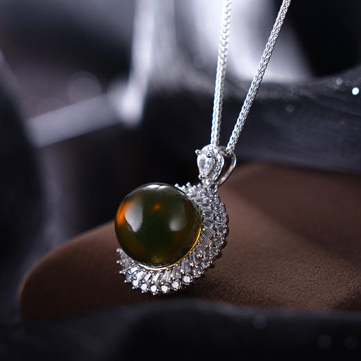 子佩集S925银【望苍穹】套链项链【D1321】纯银琥珀蓝珀2404 商品图1