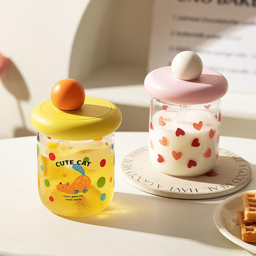 摩登主妇玻璃杯子办公室家用喝水杯女新款2024高颜值吸管杯牛奶杯 商品图2