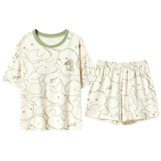 「49.9包邮！数套可选」2024年短袖睡衣女夏季薄款棉质带胸垫家居服防凸点可外穿套装上衣内衣 商品图4