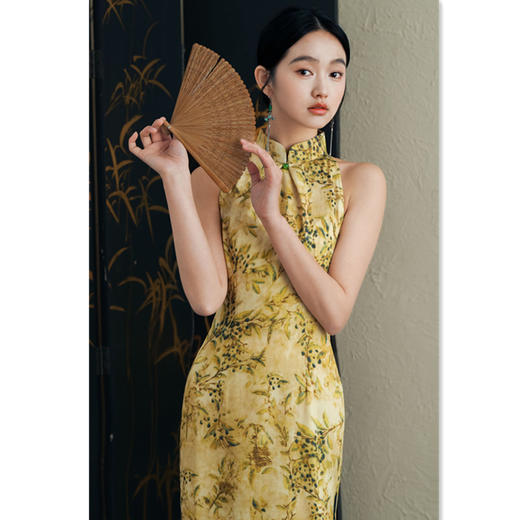 时尚玲珑麻露肩旗袍，改良新中式挂脖日常旗袍GX-183208 商品图3