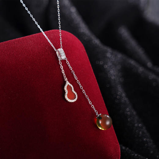 子佩集S925银【福益】套链项链【DSD940】纯银琥珀蓝珀2404 商品图2