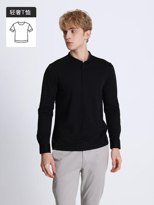 callisto黑色聚酯纤维混纺长袖T恤 STTSL102C 商品图1