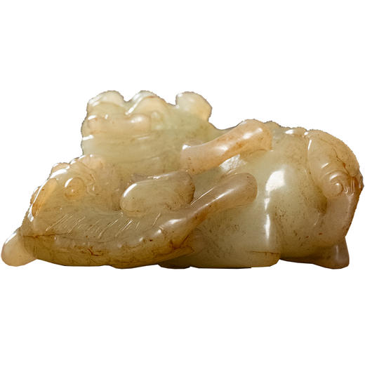 清 玉雕子母瑞兽把件 商品图5