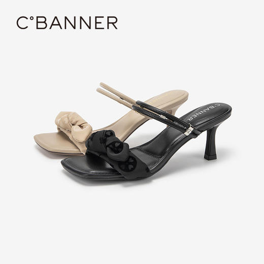 【静音系列】千百度凉拖鞋女款夏季细高跟鞋绝美外穿拖鞋A24354160 商品图1