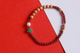 LSTX0201°印度老山檀香|石榴石手链手串