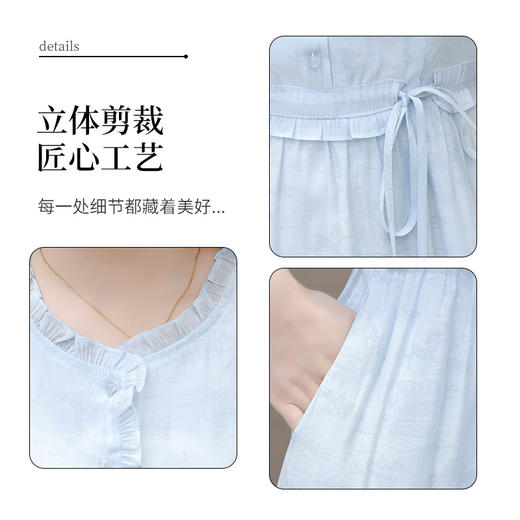 QYMLRX-SL28155-Y简约风连衣裙女2024年新款花边领气质优雅短袖高腰中长款印花裙 商品图3