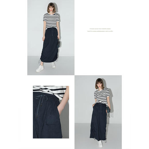 【专属秒杀】COCOBELLA设计感抽绳大口袋工装凤长裙宽松明线半身裙HS3066 商品图3