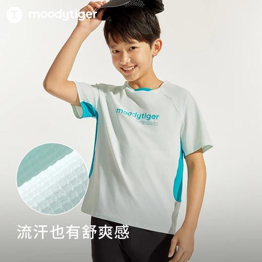 【24年夏新品】moodytiger24夏新男童运动户外透气撞休闲色舒适短袖T恤42110108 商品图2