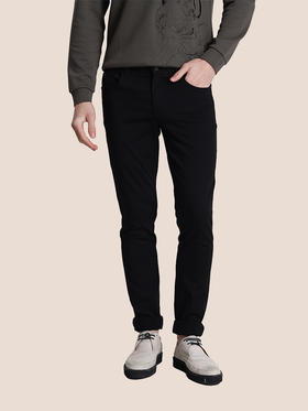 callisto黑色聚酯纤维混纺牛仔裤 STJPW008C