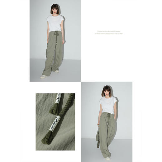 COCOBELLA设计感字母抽绳直筒休闲工装裤轻薄降落伞裤PA3018 商品图2