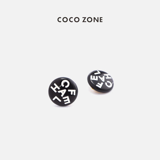 COCO ZONE设计感字母涂鸦耳钉耳环CC2B0747 商品图0