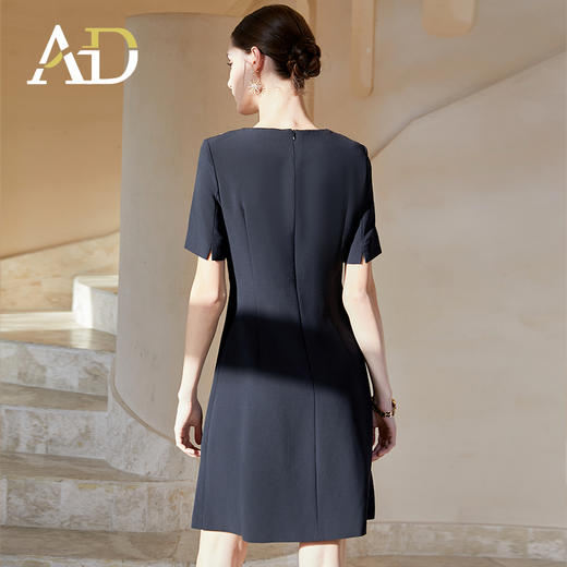 AD时尚大气连衣裙女轻熟风黑色圆领西装裙减龄通勤职业装a字裙 商品图4