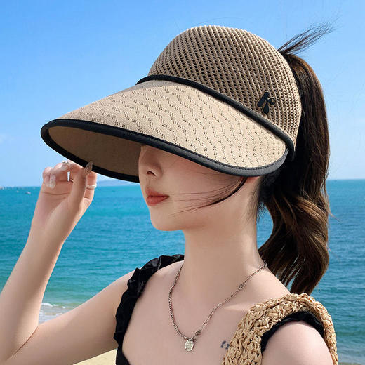 TZF-韩版夏天帽帽子新款透气空顶遮脸遮阳帽女士夏季大檐太阳帽 商品图6