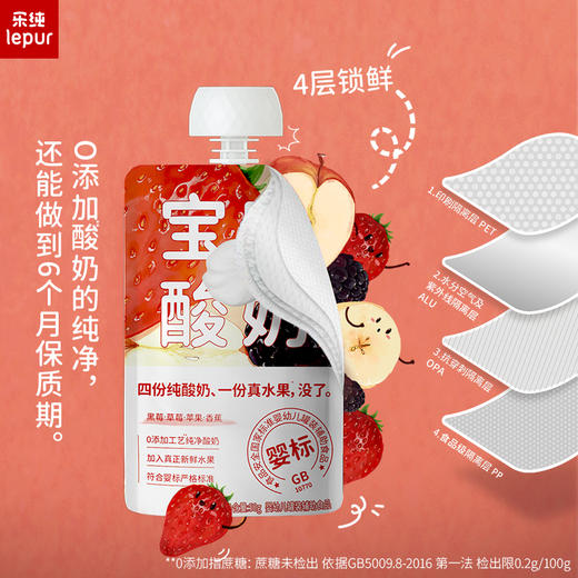 乐纯水果儿童酸奶常温果泥宝宝酸奶水果多口味50g 商品图2