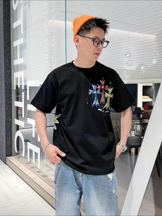 CH 2024夏新款 仿手绘满印涂鸦印花 圆领短袖T恤 Z-11633 商品图6