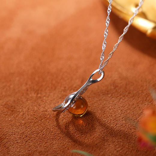 子佩集S925银【惊鸿照影】套链项链【D8180】纯银琥珀蓝珀 商品图2