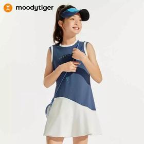 【24年夏新品】moodytiger女童连衣裙夏新款撞色拼接运动背心裙子42211904