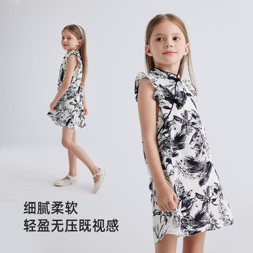 fx-【江南水墨画】儿童新中式国风水墨印花连衣裙 PXQ2403 商品图3