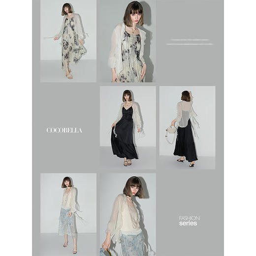 COCOBELLA名媛风10M对丝灵动荷叶边飘带雪纺衫遮阳开衫LC0002E 商品图1