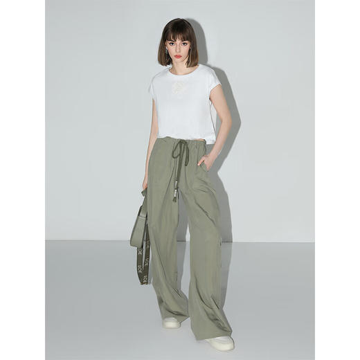 COCOBELLA设计感字母抽绳直筒休闲工装裤轻薄降落伞裤PA3018 商品图1