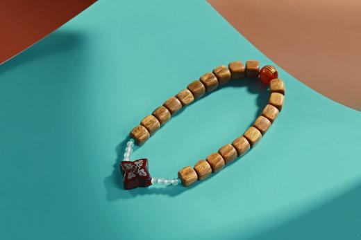 LT0010°绿檀四方来财珠|白玛瑙|朱砂手链手串 商品图0