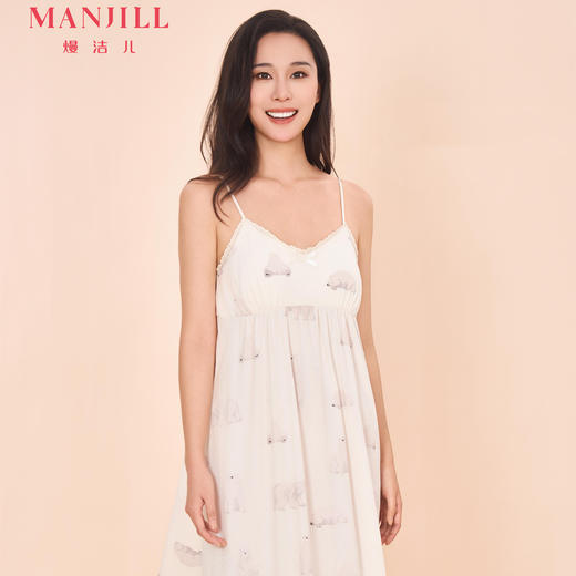 【商场同款】熳洁儿 带胸垫睡裙防走光天丝棉甜美吊带裙舒适透气夏季睡衣女24203213 商品图0