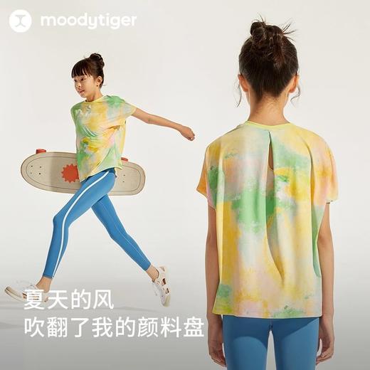 【24年夏新品】moodytiger24年夏新款女童运动休闲印花网球短袖T恤42210118 商品图1