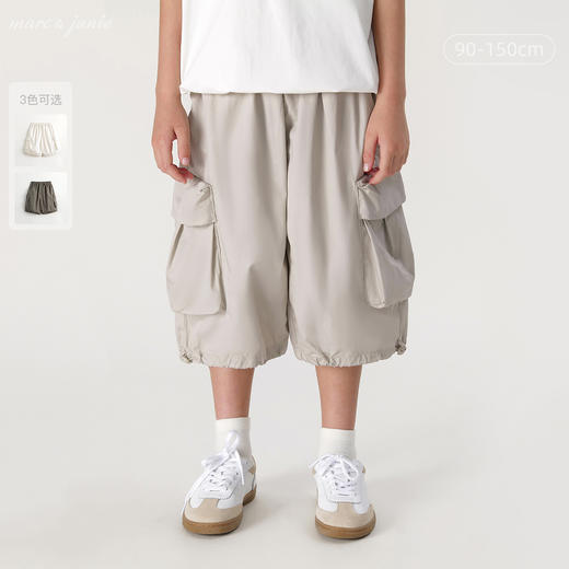 马克珍妮男童山系户外宽松工装七分裤儿童纯棉裤子夏装新款240537 商品图0