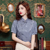 KQLE324N9818 改良旗袍衬衣女2024夏季新款短袖新中式名媛气质小众轻奢打底上衣 商品缩略图1