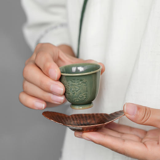 禺沐青云 严少英 祥云迷你杯手作茶杯龙泉青瓷厚釉梅子青品茗杯青瓷品杯 商品图6
