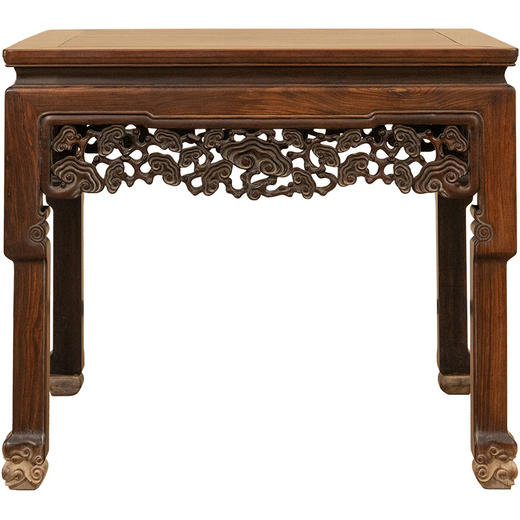 清 红木透雕灵芝纹八仙桌 商品图5