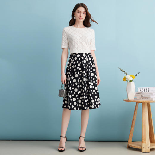 EITIE爱特爱夏季新款舒适轻薄透气修身显瘦菱形短袖针织衫B2401322 商品图8