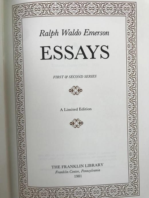 含藏书票限量版！爱默生散文集 1幅肖像插图 豪华皮装18开 商品图4