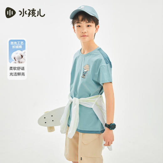 水孩儿童装夏季新款儿童短袖男童透气舒适圆领衫女童时尚印花T恤 商品图9