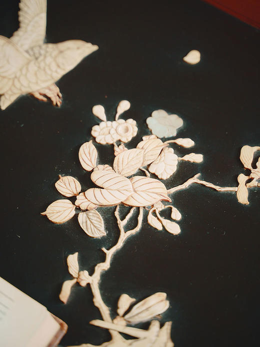 独角鹿西洋古董1860年代法国出品螺钿象牙细木镶嵌木上漆镂空雕刻长桌一张 商品图3