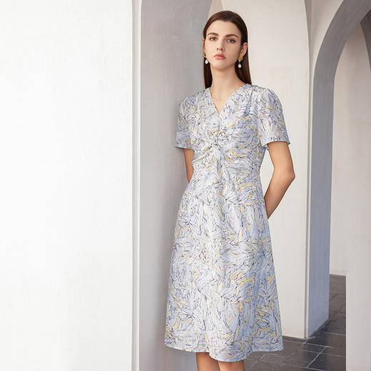 【桑蚕丝中长款连衣裙】24年春夏新品女士新品100%真丝印花连衣裙 商品图2