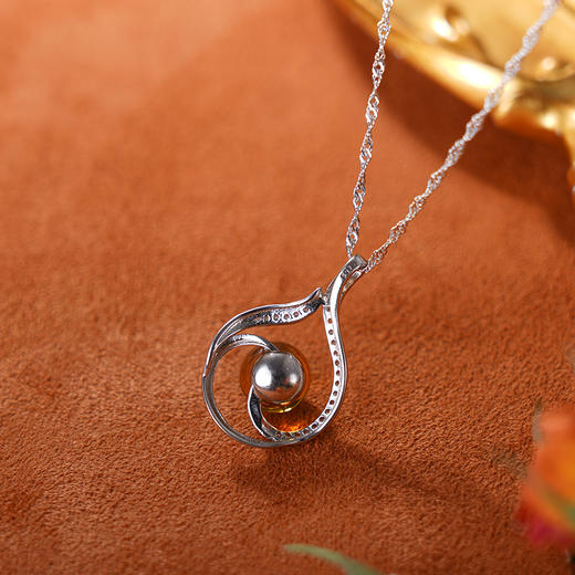 子佩集S925银【惊鸿照影】套链项链【D8180】纯银琥珀蓝珀 商品图1