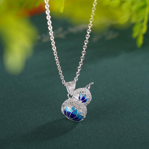 子佩集S990银【福禄成诗】套链项链【YCTL001】纯银花丝珐琅彩葫芦2404 商品图1