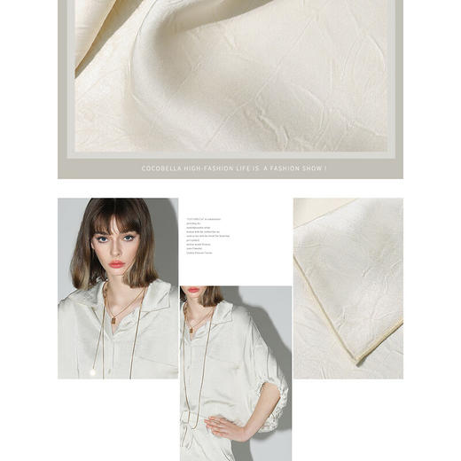 COCOBELLA新中式褶皱缎面抽绳蝙蝠袖衬衫通勤商务衬衣SR0023 商品图4